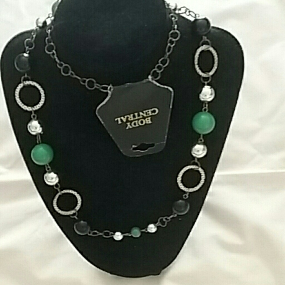 Green, black and silver necklace